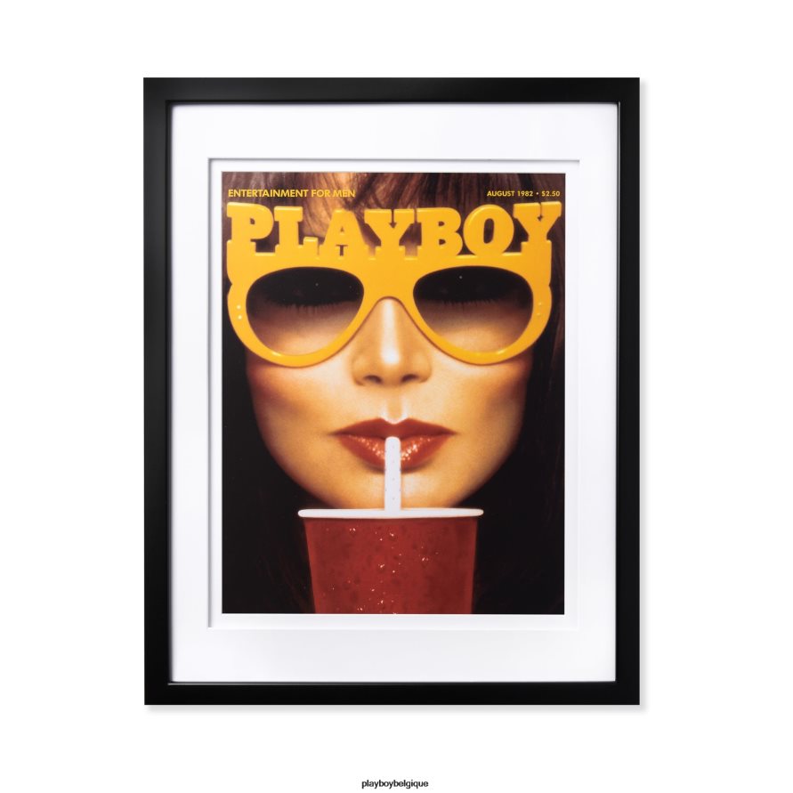 couverture d'août 1982, impression encadrée Playboy accessoire cadre noir unisexe 224ZVZ910