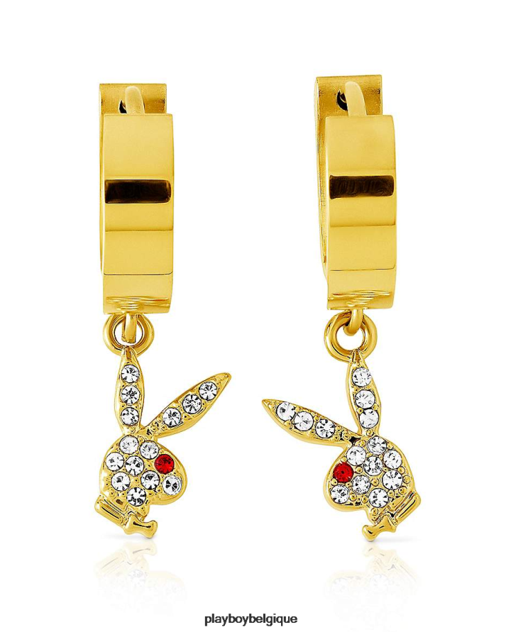 boucle d'oreille lapin huggie hoop et breloque pendante Playboy accessoire or femmes 224ZVZ1608