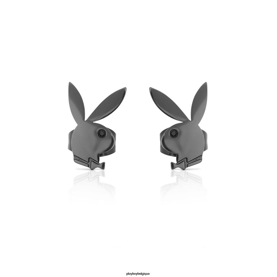 boucles d'oreilles clous tête de lapin Playboy accessoire noir femmes 224ZVZ1627