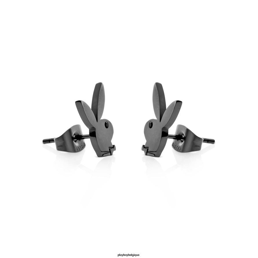 boucles d'oreilles clous tête de lapin Playboy accessoire noir femmes 224ZVZ1627