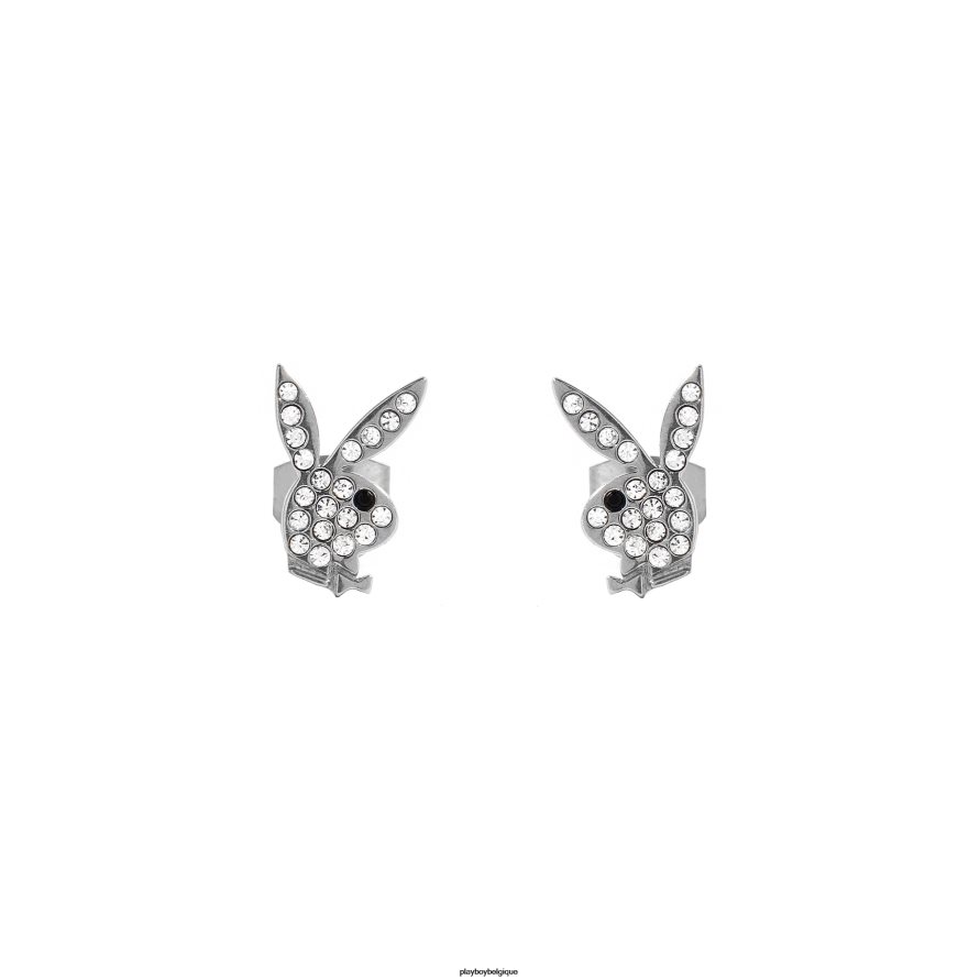 boucles d'oreilles pavées tête de lapin Playboy accessoire argent femmes 224ZVZ1640