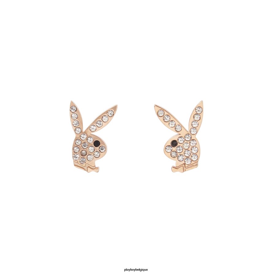 boucles d'oreilles pavées tête de lapin Playboy accessoire or rose femmes 224ZVZ1639