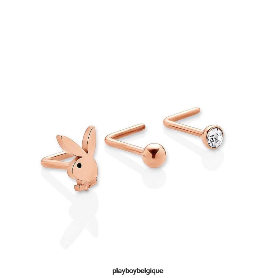 clous de nez en forme de lapin, lot de 3 Playboy accessoire or rose femmes 224ZVZ1631