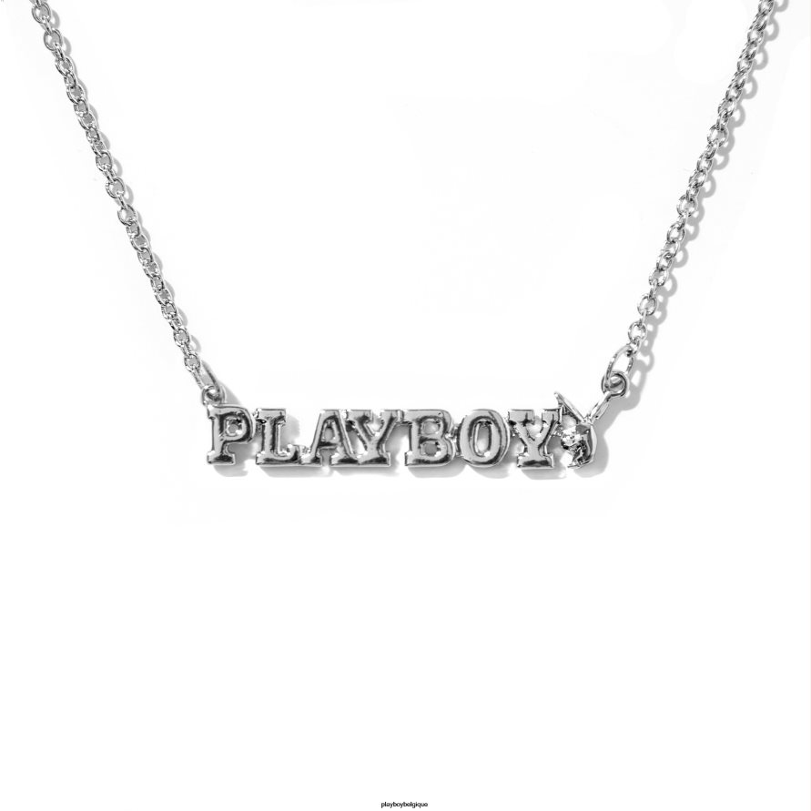 collier de plaque signalétique en tête de mât Playboy accessoire argent femmes 224ZVZ1626