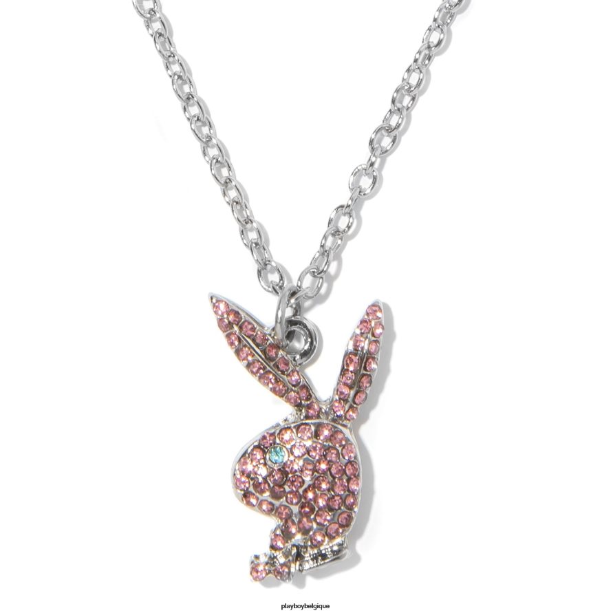collier pavé tête de lapin Playboy accessoire argent/rose femmes 224ZVZ1620