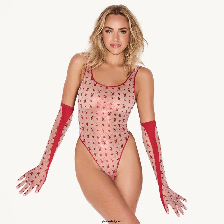 le body icon scintillant Playboy vêtements rouge femmes 224ZVZ1391