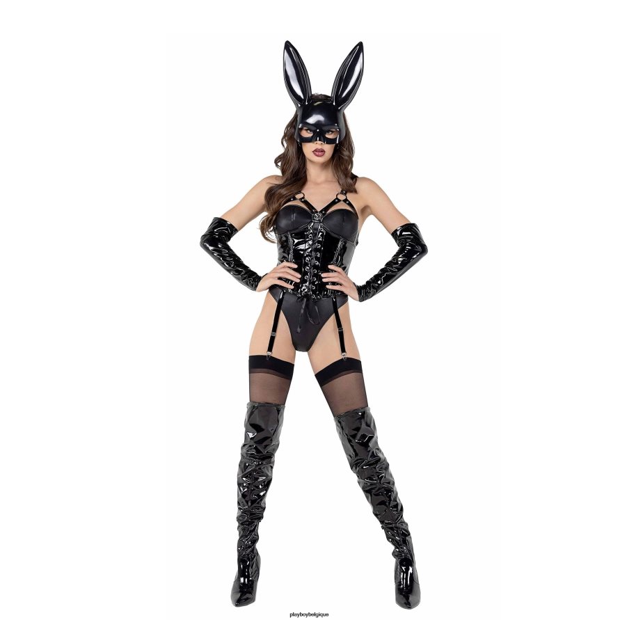 lapin dominatrice - ensemble de 4 pièces Playboy vêtements noir femmes 224ZVZ1358