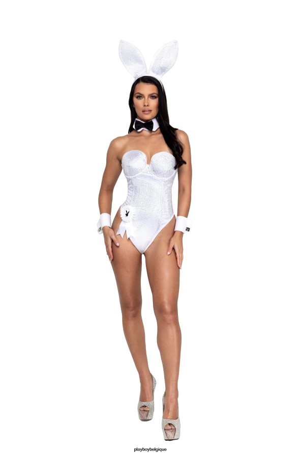 lapin en strass - ensemble de 3pcs Playboy vêtements blanc/argent femmes 224ZVZ1367