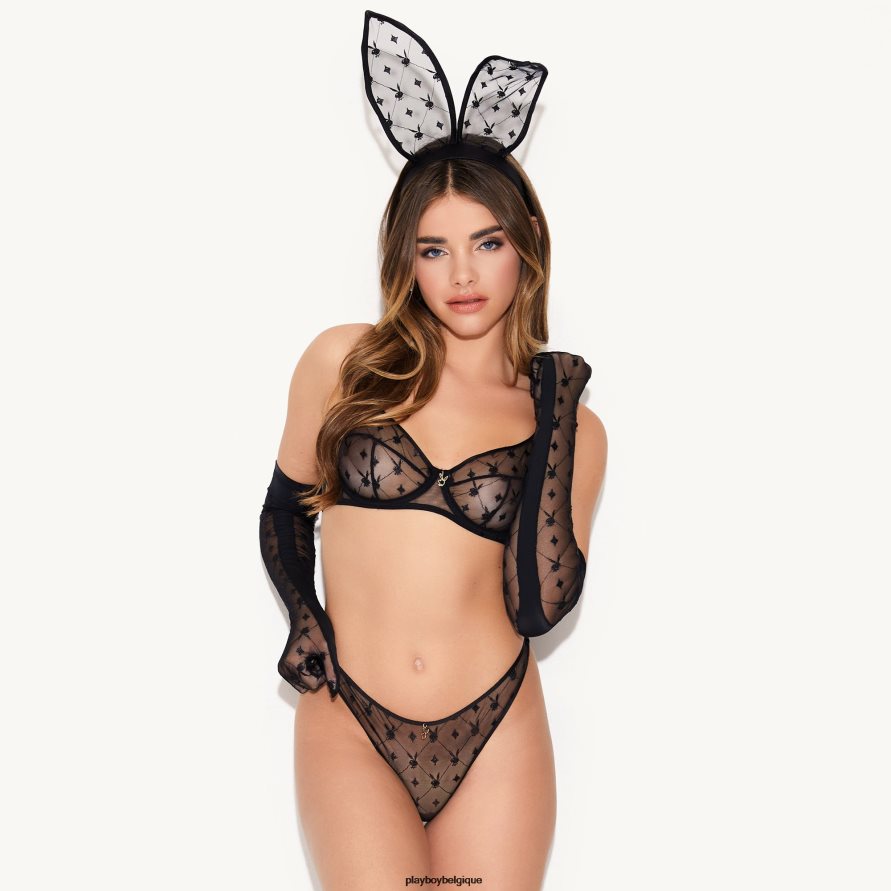 les oreilles de lapin icône Playboy vêtements noir femmes 224ZVZ1362