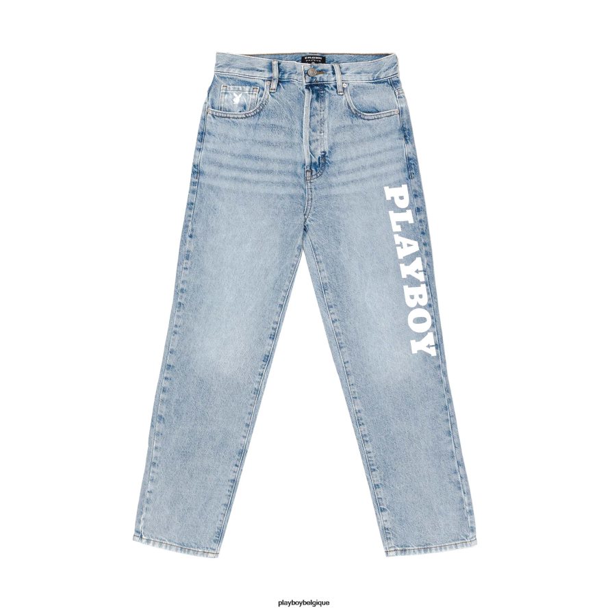 pantalon en jean à tête de mât taille haute et jambe droite Playboy vêtements original femmes 224ZVZ1182