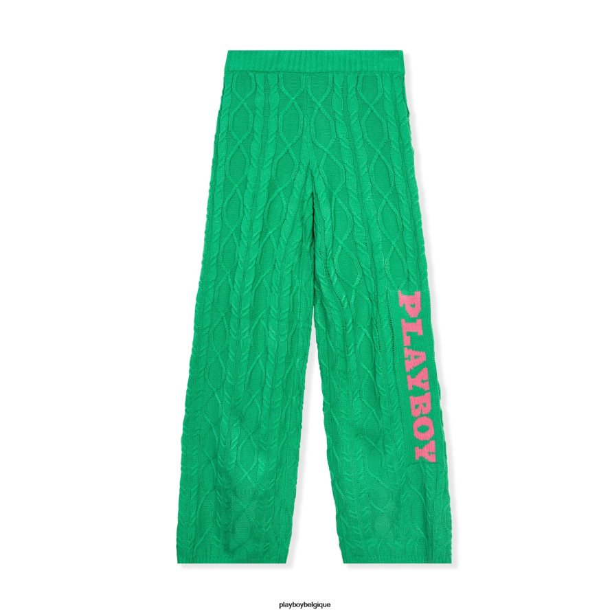 pantalon en tricot à tête de mât Playboy vêtements vert femmes 224ZVZ1178