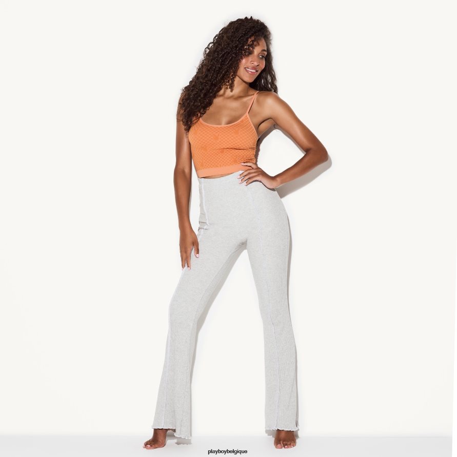 pantalon évasé côtelé Playboy vêtements gris chiné femmes 224ZVZ1187