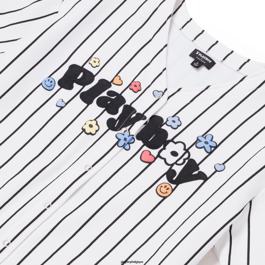 chemise en jersey de baseball Playboy vêtements étoile blanc/multi femmes 224ZVZ988