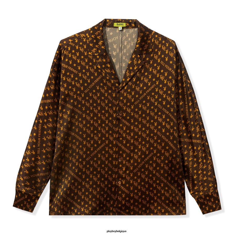 chemise en soie à mini lapin Playboy x Revolve vêtements brun femmes 224ZVZ1044