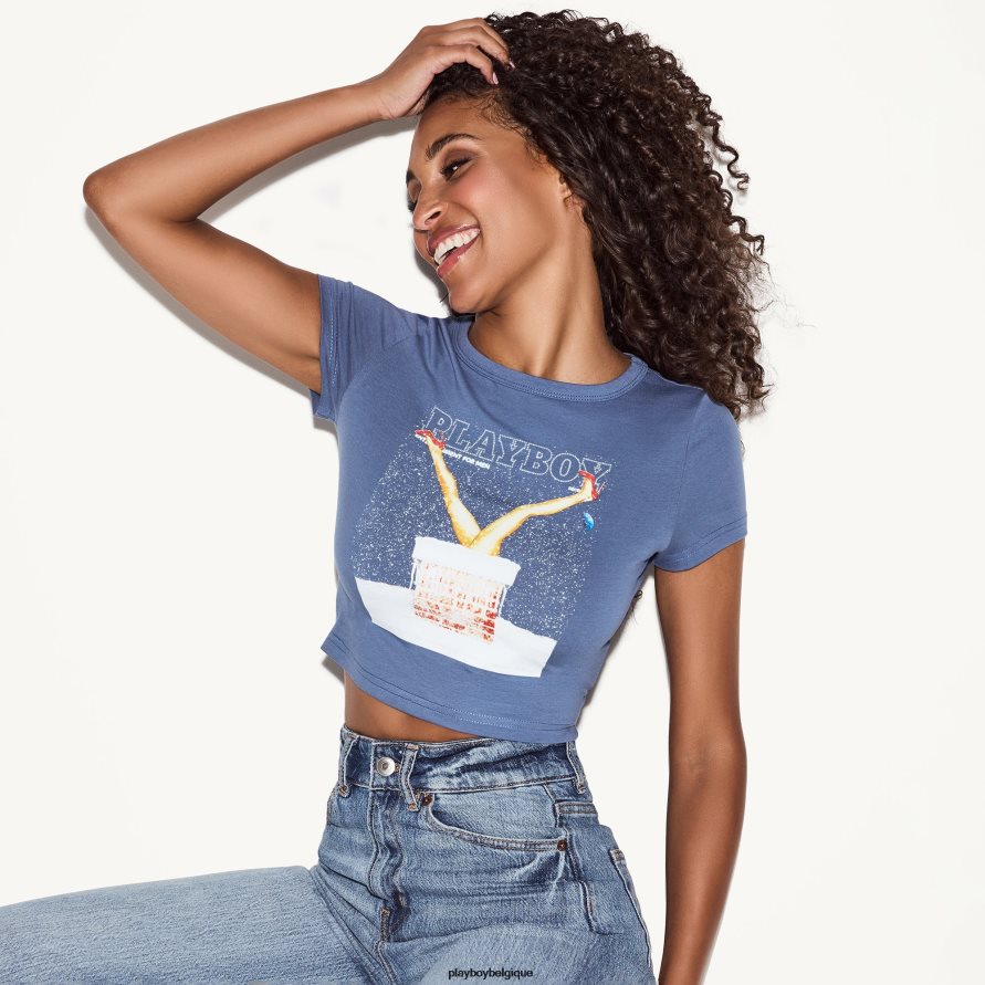 couverture de décembre 2013 t-shirt bébé Playboy vêtements bleu poussiéreux femmes 224ZVZ935