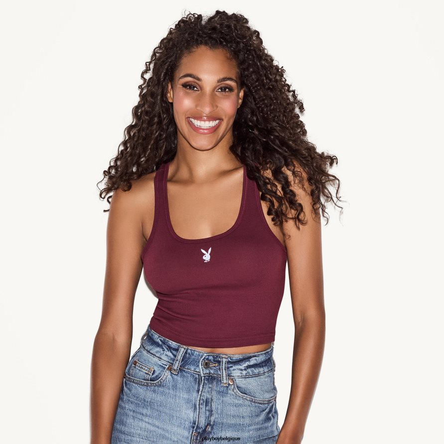 débardeur à dos nageur à logo classique Playboy vêtements bordeaux femmes 224ZVZ1007