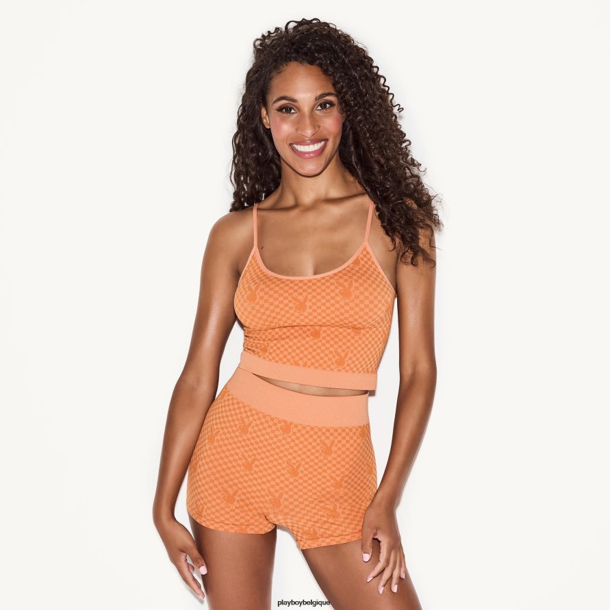 débardeur sans couture flower power Playboy vêtements imprimé orange femmes 224ZVZ1047