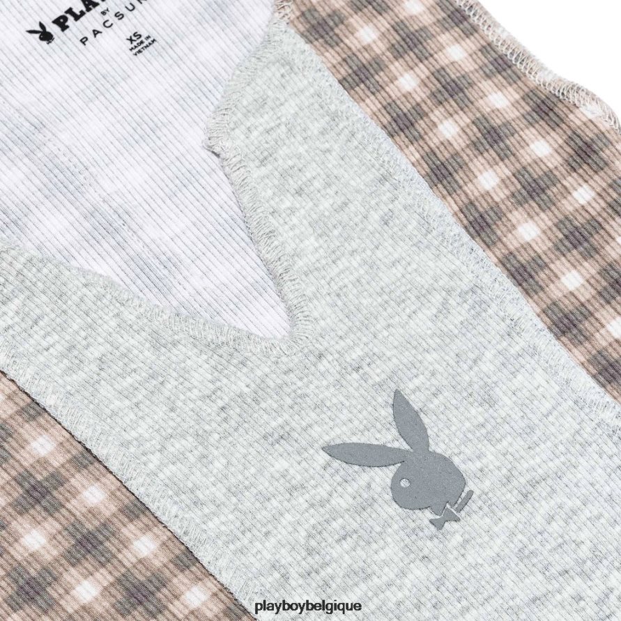débardeur universitaire Playboy vêtements gris flanelle femmes 224ZVZ1001