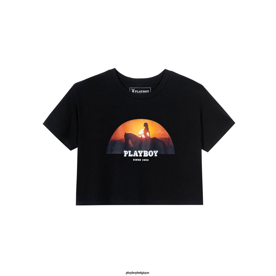 décembre 1972, camarade de jeu, Mercy Rooney, Sunset Rider, t-shirt court Playboy vêtements original femmes 224ZVZ998