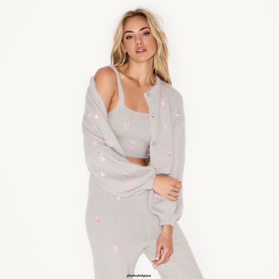 haut court en tricot moelleux Playboy vêtements rose femmes 224ZVZ950