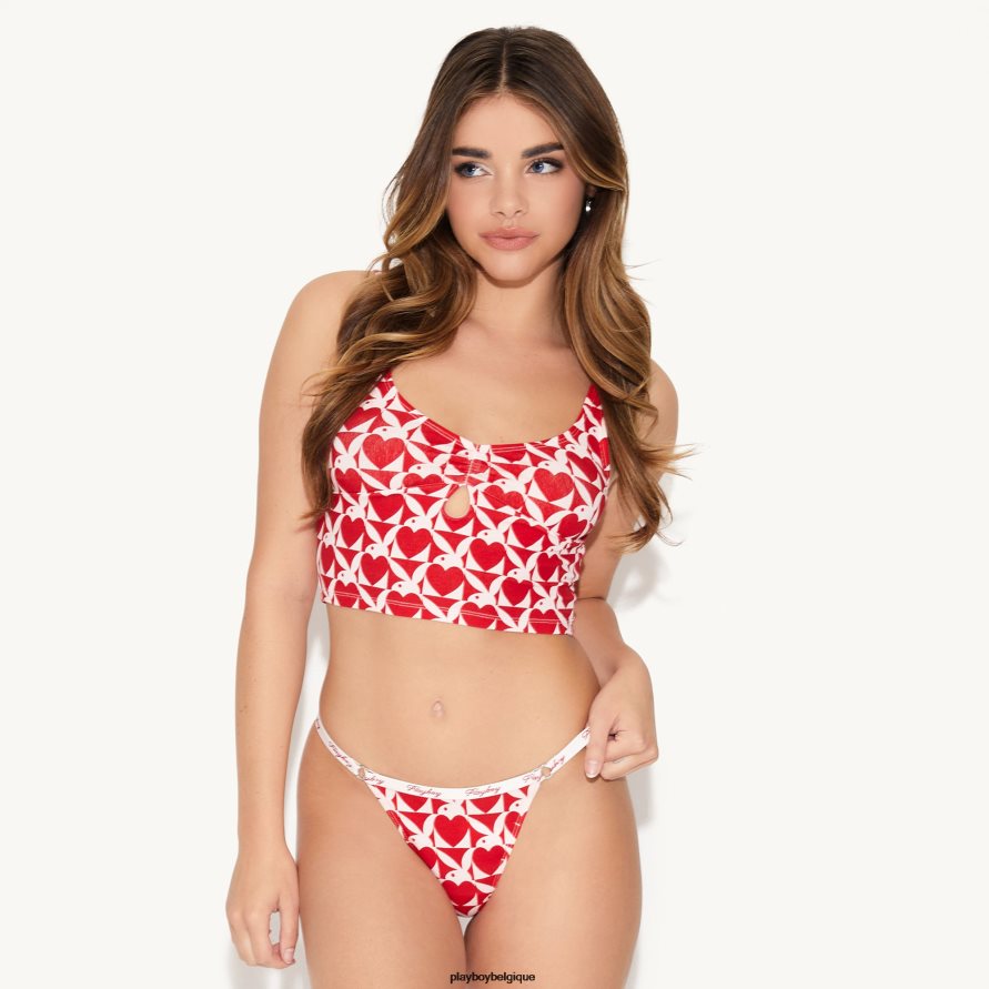 la camisole basique à trou de serrure Playboy vêtements blanc avec du rouge femmes 224ZVZ976