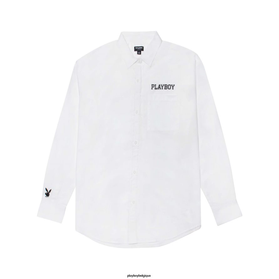 petit ami boutonné brillant Playboy vêtements blanc femmes 224ZVZ1057