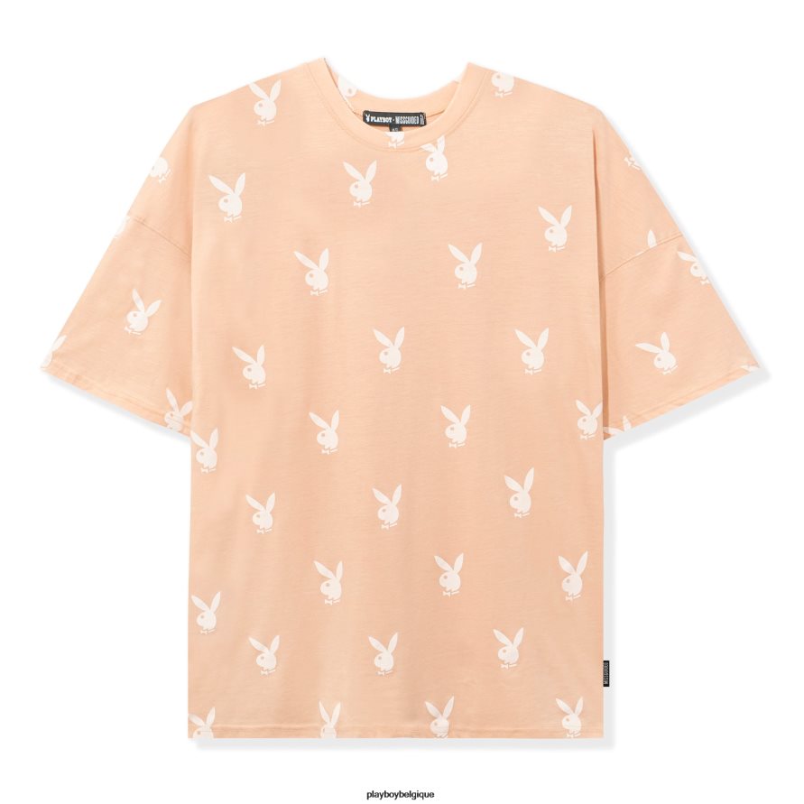 robe t-shirt oversize à tête de lapin Playboy vêtements crème femmes 224ZVZ1039
