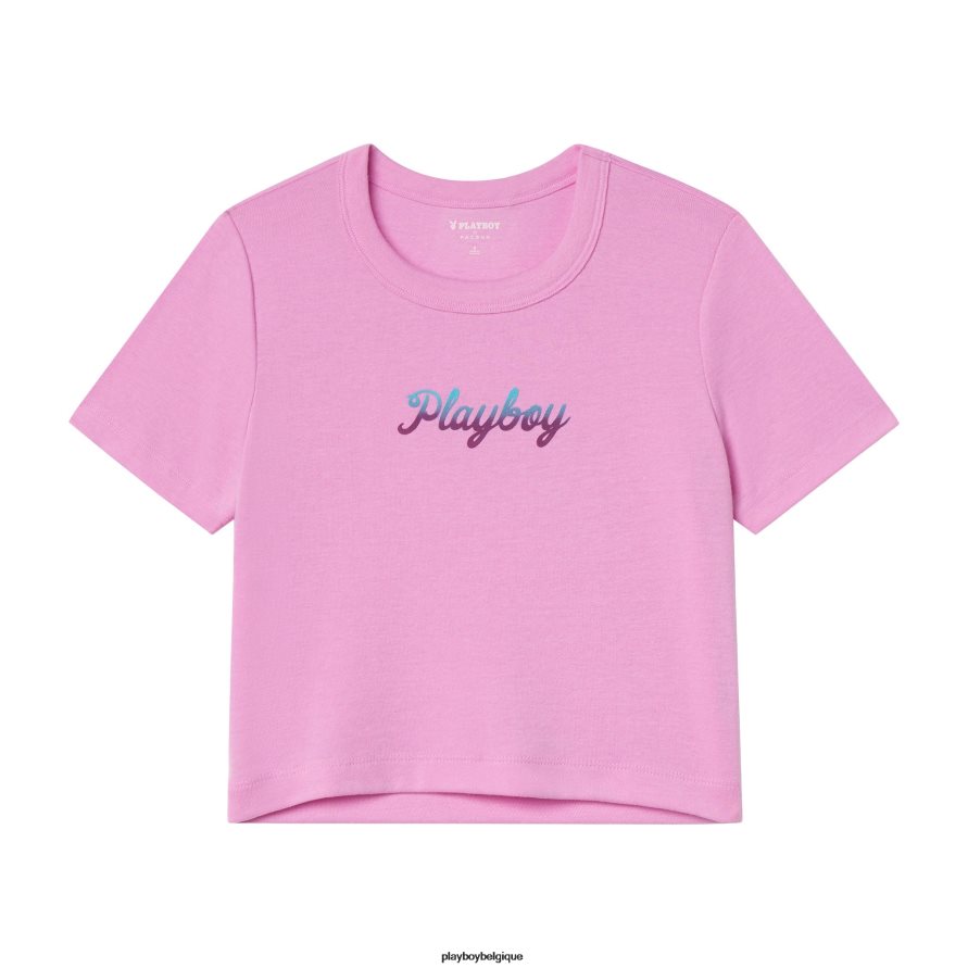 t-shirt court pour les escapades d'hiver Playboy vêtements rose femmes 224ZVZ1019