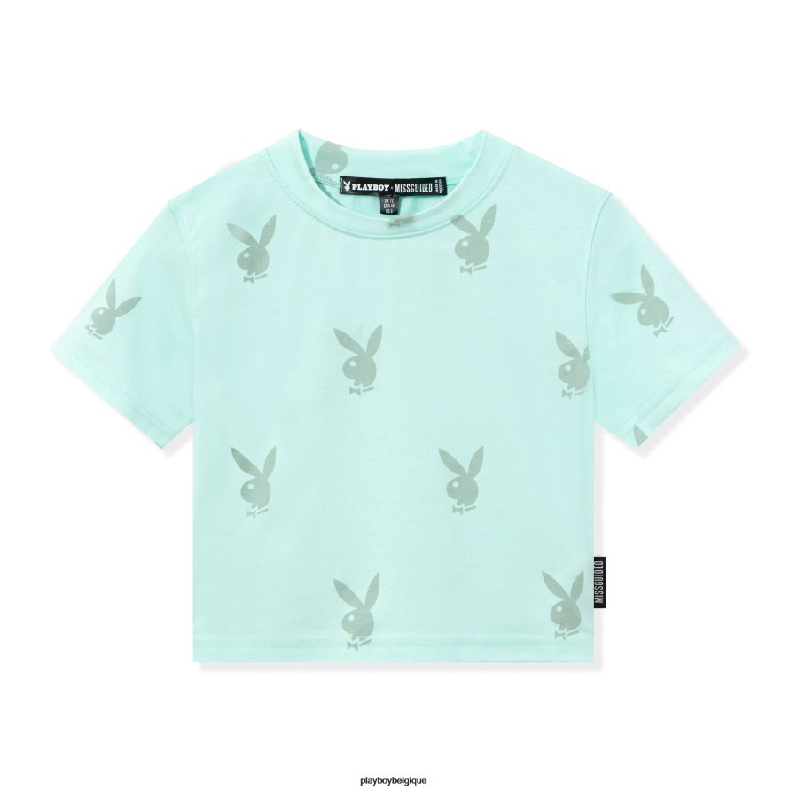 t-shirt court à tête de lapin Playboy vêtements vert femmes 224ZVZ1010