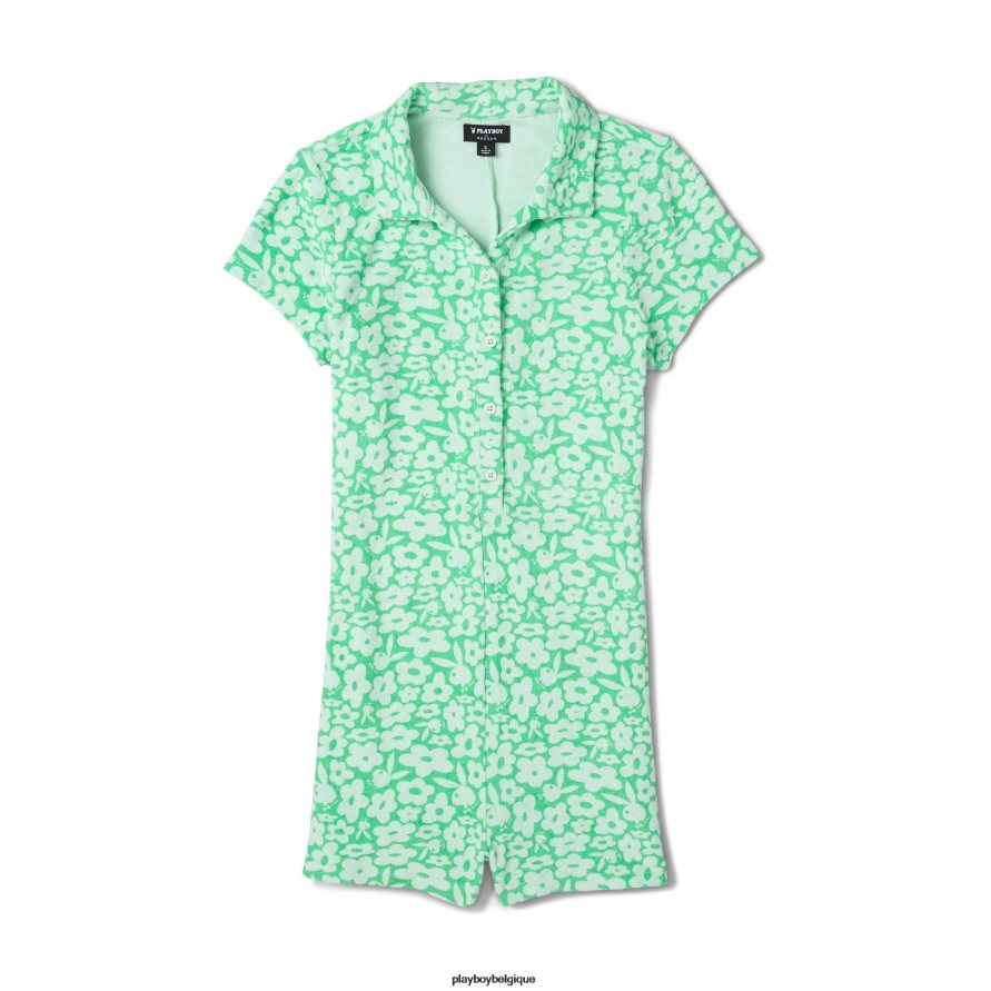 barboteuse en tissu éponge camper Playboy vêtements imprimé épicéa vert femmes 224ZVZ1340