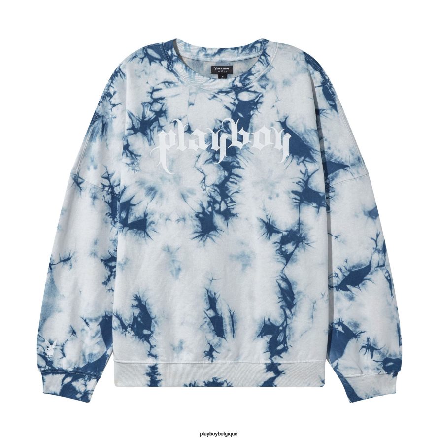 col ras du cou à effet tie-dye et cristaux Playboy vêtements tie-dye bleu cristal femmes 224ZVZ1150