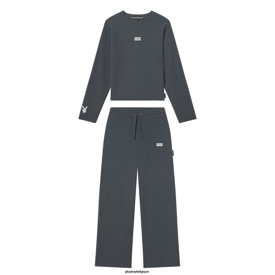 ensemble de détente à manches longues Playboy vêtements gris femmes 224ZVZ1072