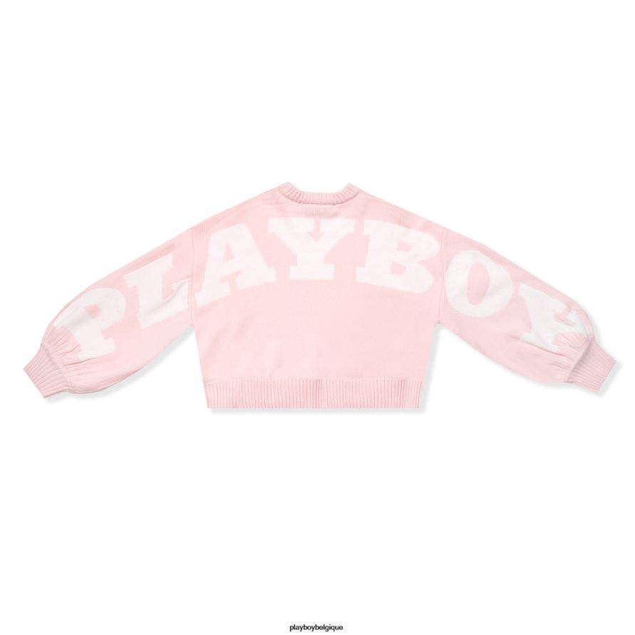 pull en maille oversize à imprimé graphique au dos Playboy vêtements rose femmes 224ZVZ1068