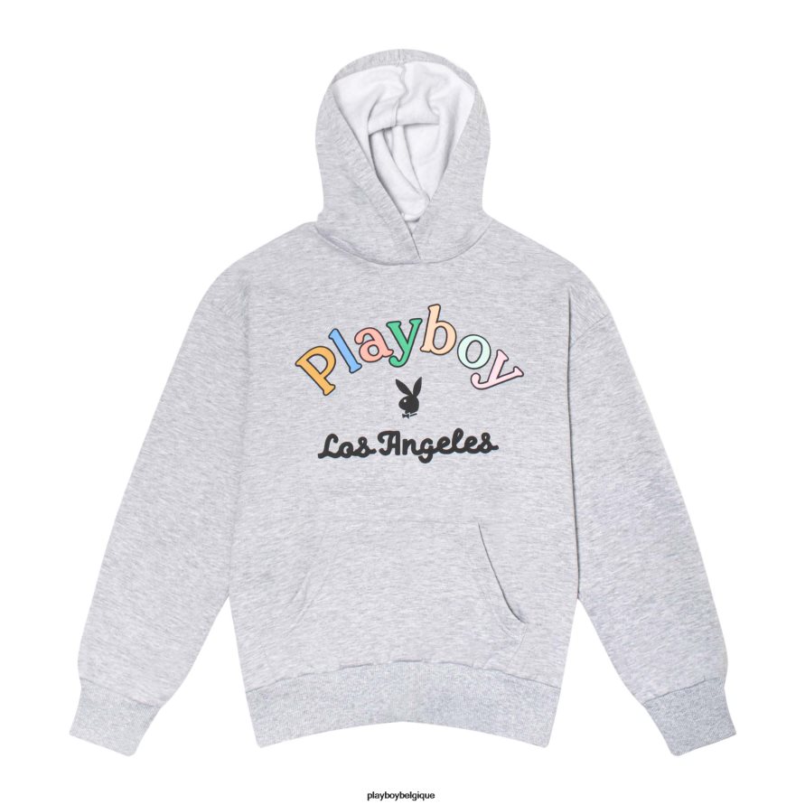 sweat à capuche arc-en-ciel Playboy vêtements gris chiné femmes 224ZVZ1102