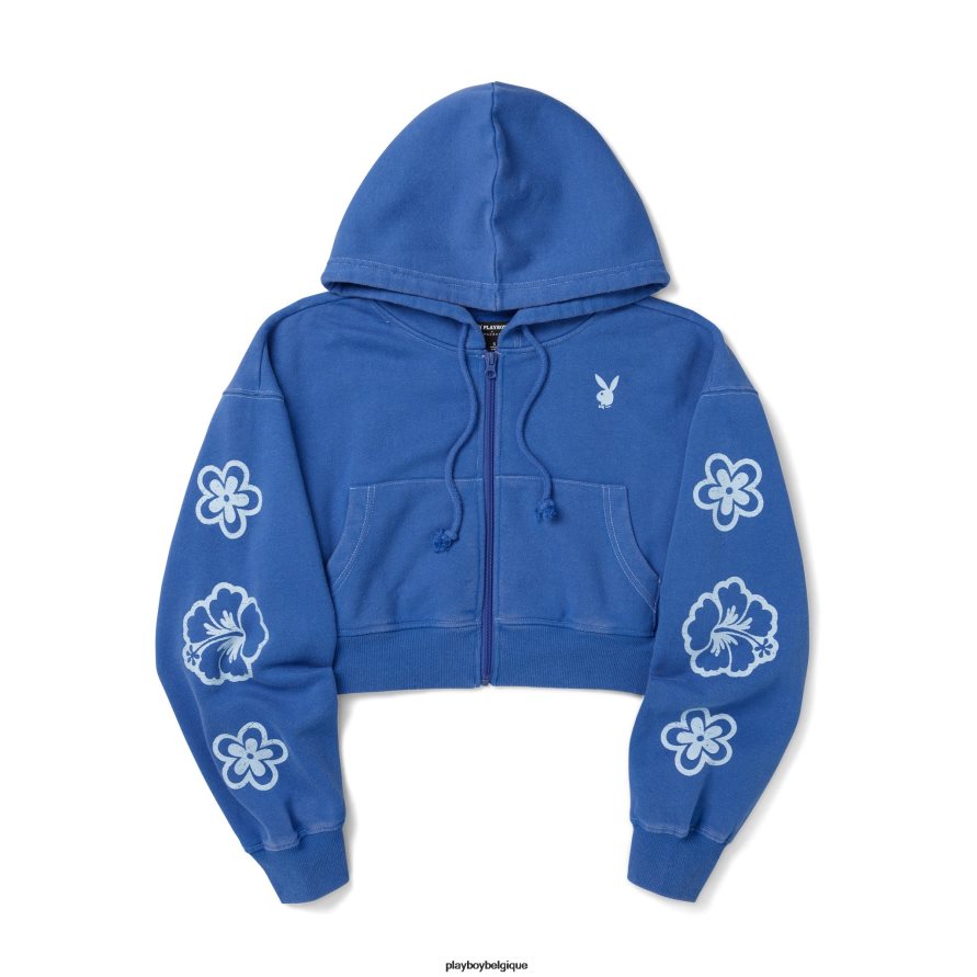 sweat à capuche court Riptide Playboy vêtements beaucoup bleu femmes 224ZVZ1100