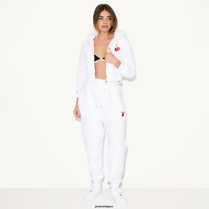 sweat à capuche sherpa Playboy vêtements blanc femmes 224ZVZ1064