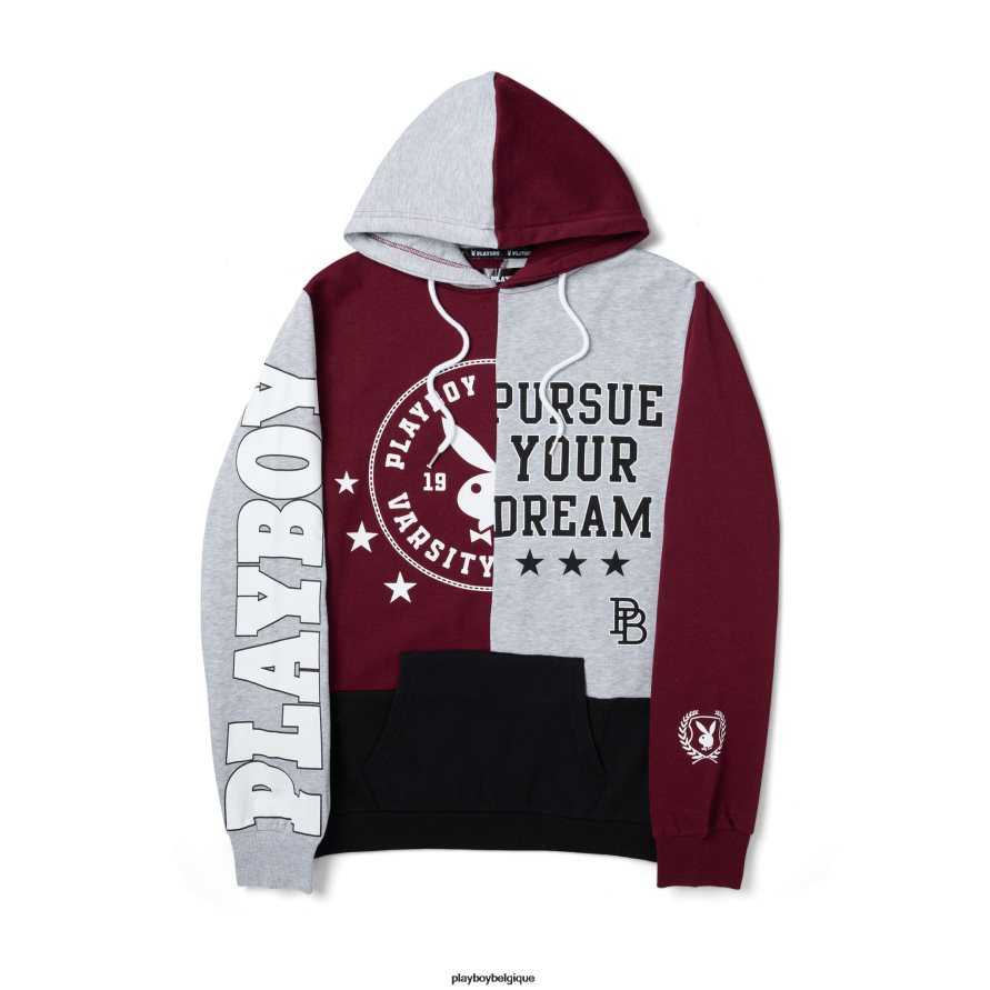 sweat à capuche universitaire Playboy vêtements Bourgogne femmes 224ZVZ1137