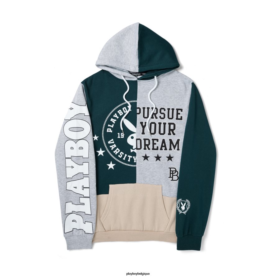 sweat à capuche universitaire Playboy vêtements vert femmes 224ZVZ1136