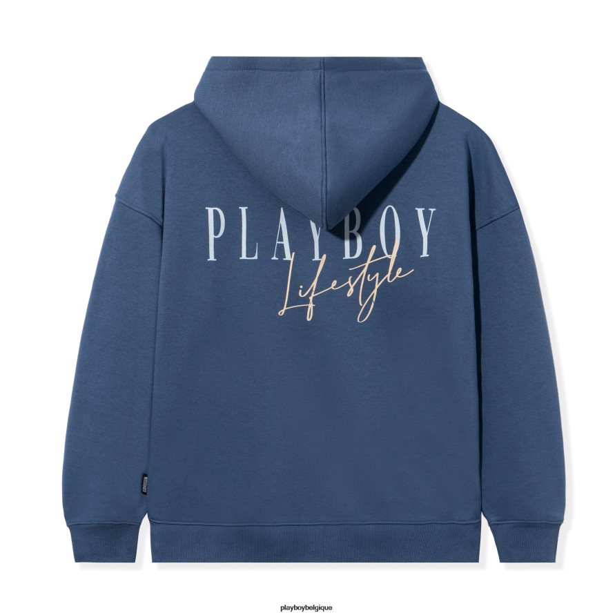 sweat à capuche zippé lifestyle Playboy vêtements bleu femmes 224ZVZ1146