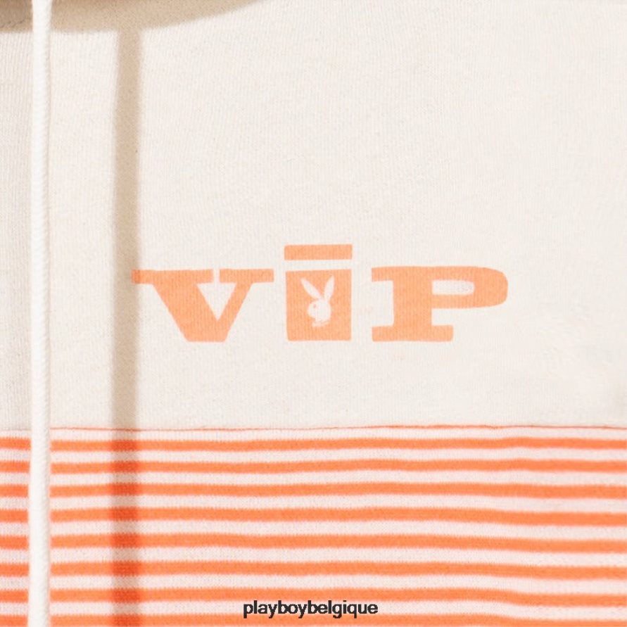 sweat à capuche zippé quart de club vip à rayures tombantes Playboy vêtements original femmes 224ZVZ1152