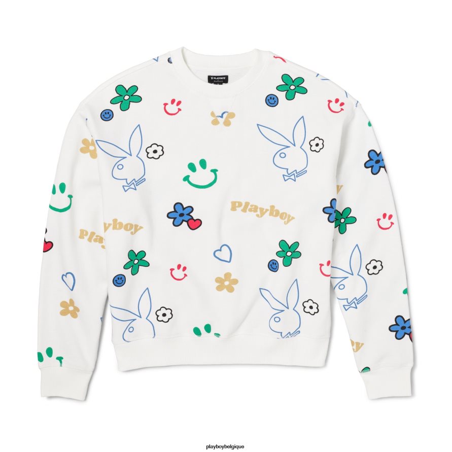 sweat-shirt à col rond griffonnage Playboy vêtements étoile blanche femmes 224ZVZ1154