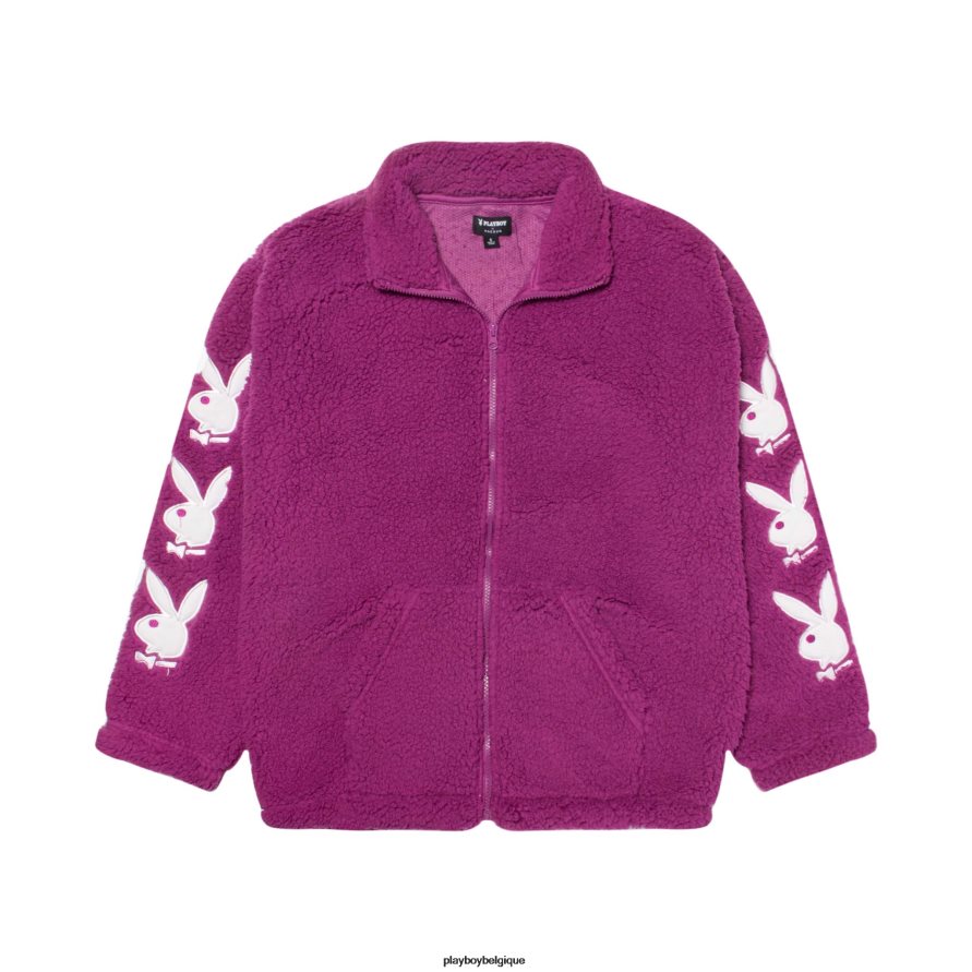 veste sherpa à manches lapin Playboy vêtements orchidée profonde femmes 224ZVZ1153