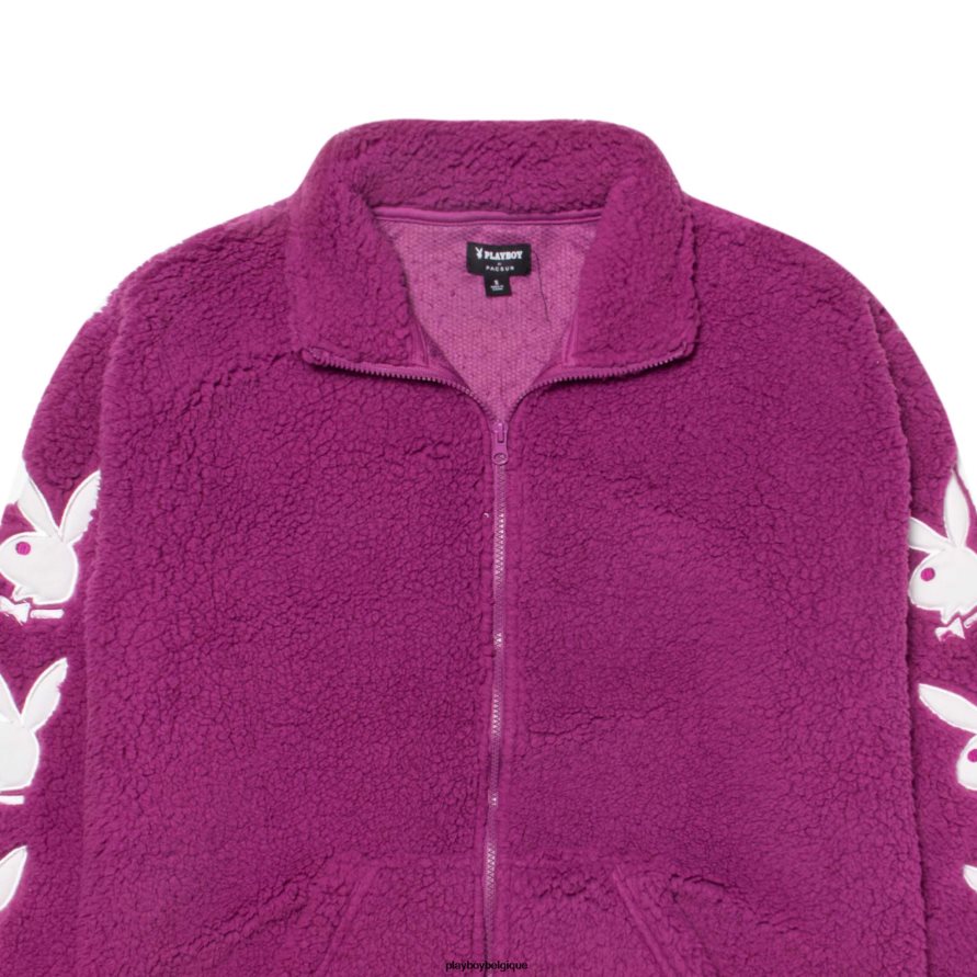 veste sherpa à manches lapin Playboy vêtements orchidée profonde femmes 224ZVZ1153