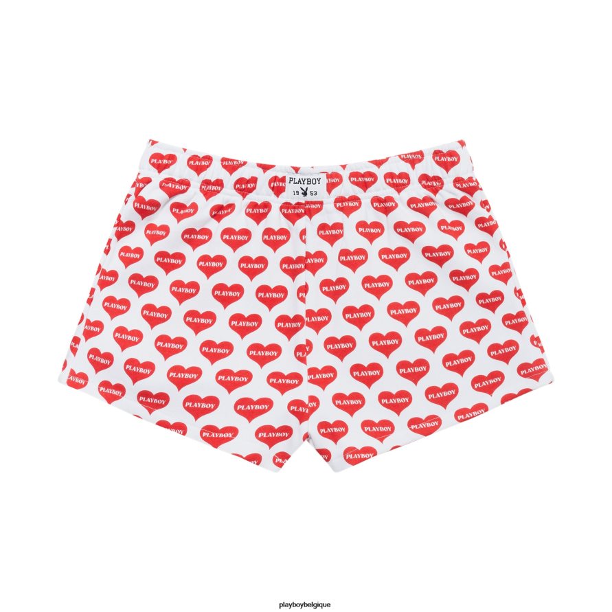 caleçon lounge cœur Playboy vêtements rouge blanc femmes 224ZVZ1264