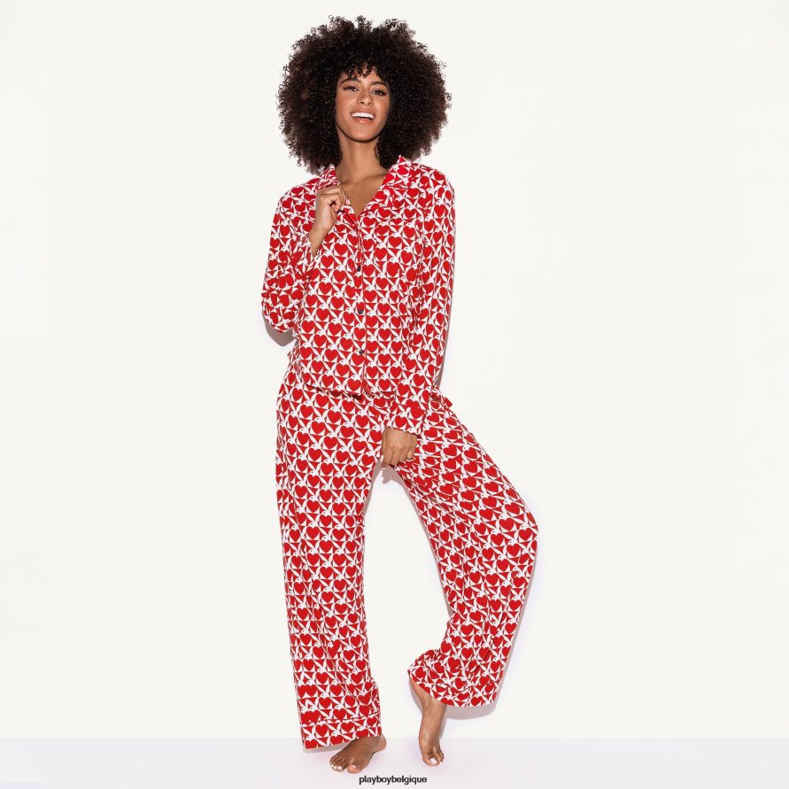 l'ensemble de pyjama pour soirée pyjama Playboy vêtements coeur lapin rouge femmes 224ZVZ1215