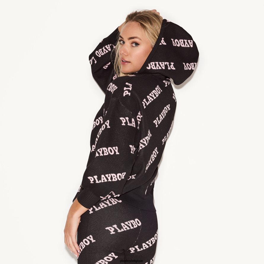 leggings en maille intarsia à tête de mât Playboy vêtements noir femmes 224ZVZ1221