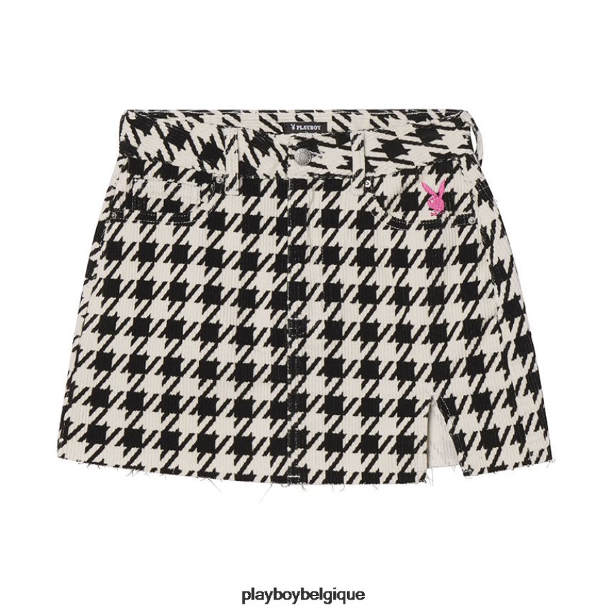 mini-jupe taille haute Playboy vêtements pied de poule femmes 224ZVZ1216