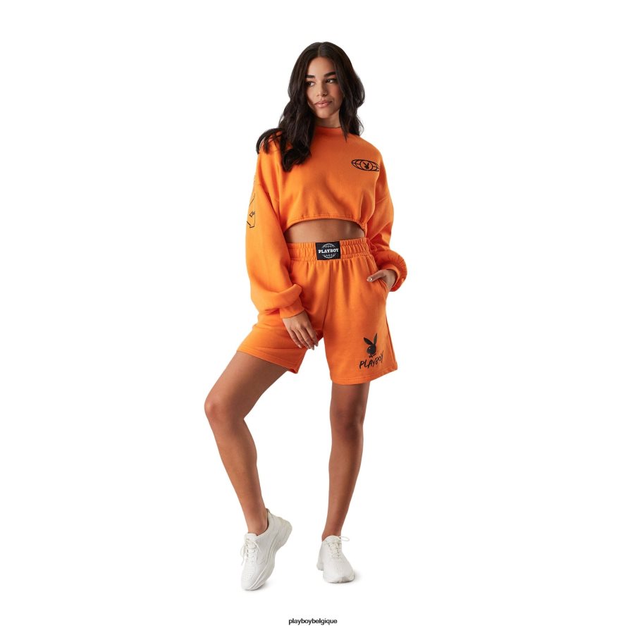short de survêtement Playboy vêtements orange femmes 224ZVZ1265