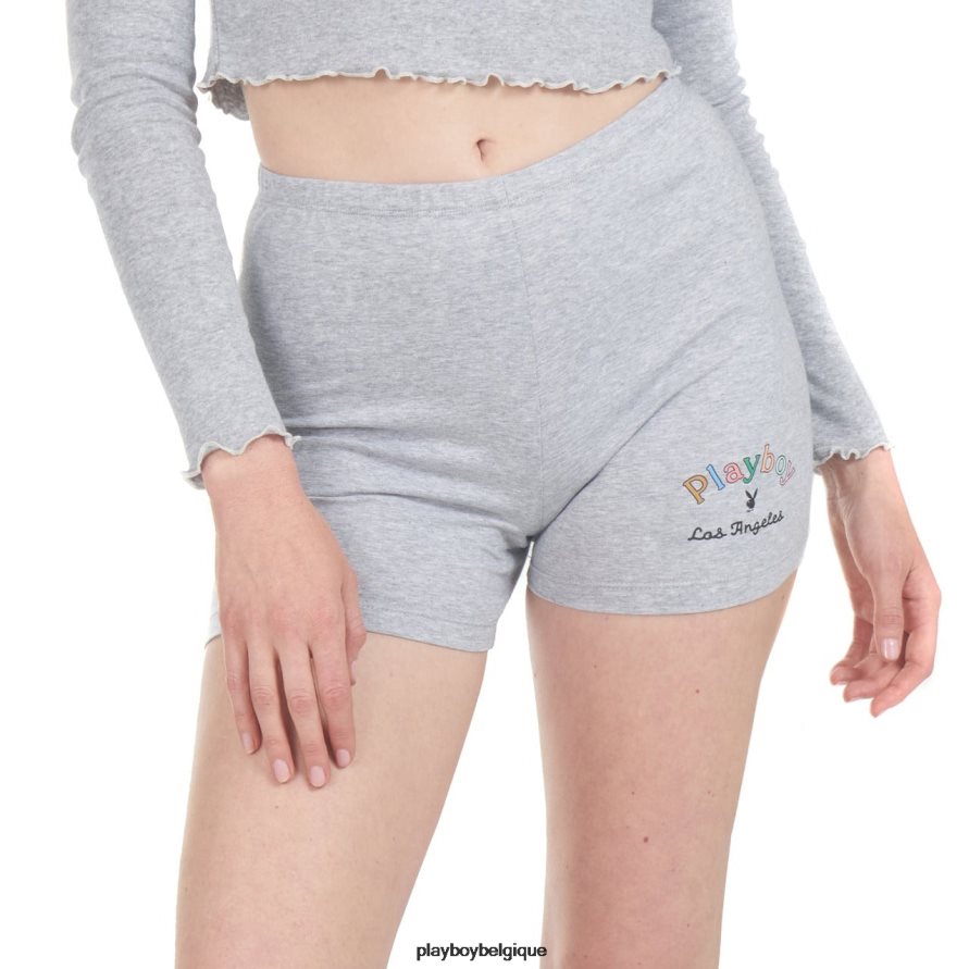 short de vélo à tête de mât arc-en-ciel Playboy vêtements gris chiné femmes 224ZVZ1319