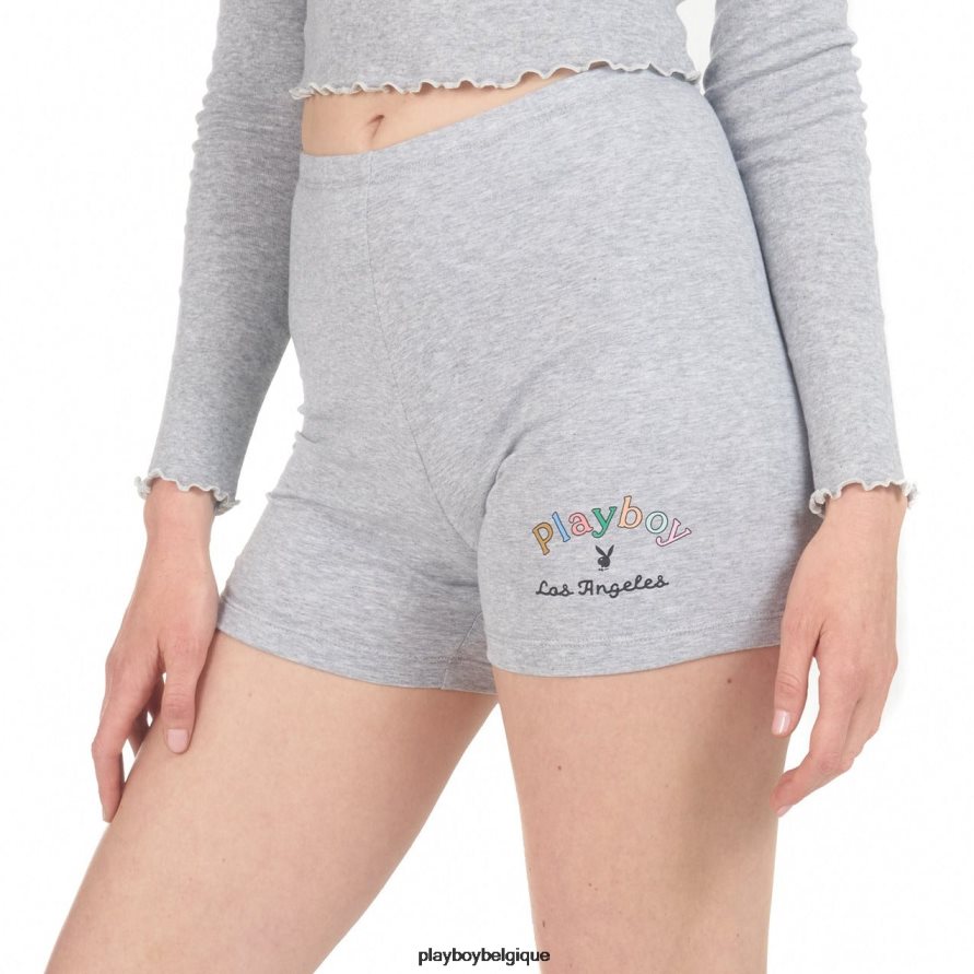 short de vélo à tête de mât arc-en-ciel Playboy vêtements gris chiné femmes 224ZVZ1319